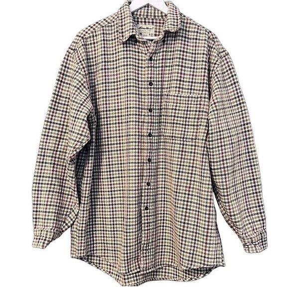 Eddie Bauer Houndstooth Cotton Flannel Men’s Button Down Shirt Size XL Tall - Picture 1 of 9